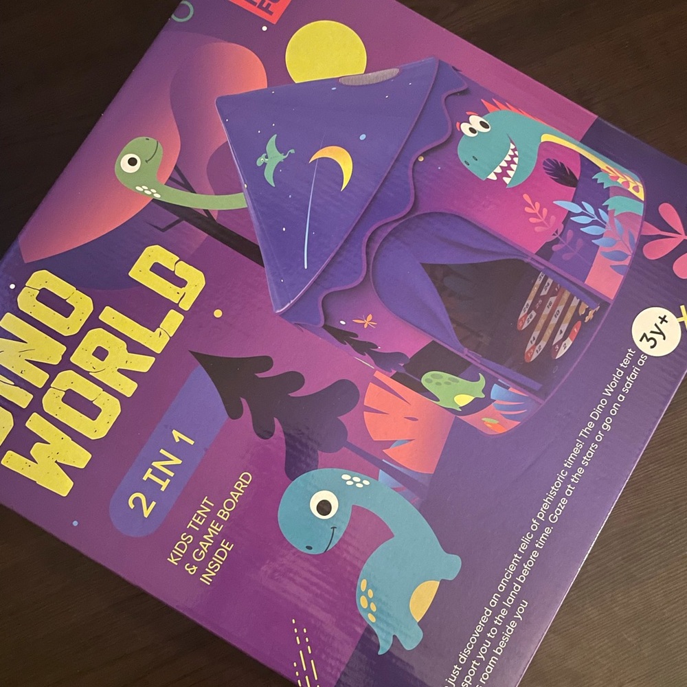 Dino World 2 in 1, kids tent & board game.